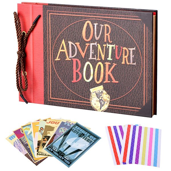 Feiyu Buy Our Adventure Book Travel Diary Photo Book,Scrapbook, Photo Album,Retro Style Travel Souvenir, Vintage Guestbook DIY Anniversary Wedding