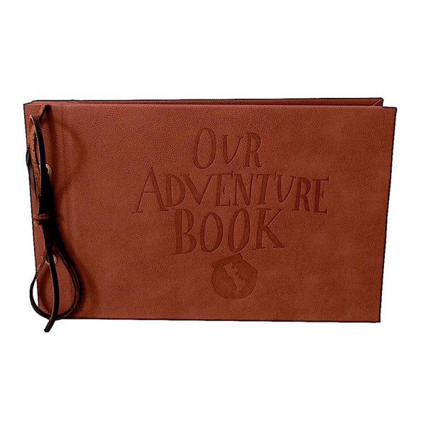  LINKEDWIN Our Adventure Book, Leather Cover with Convex Words,  Up Themed Vintage Scrapbook Album, Wedding Guest Book, 11.6 x 7.5 inch,  Retro Craft Cardstock, 60 Pages